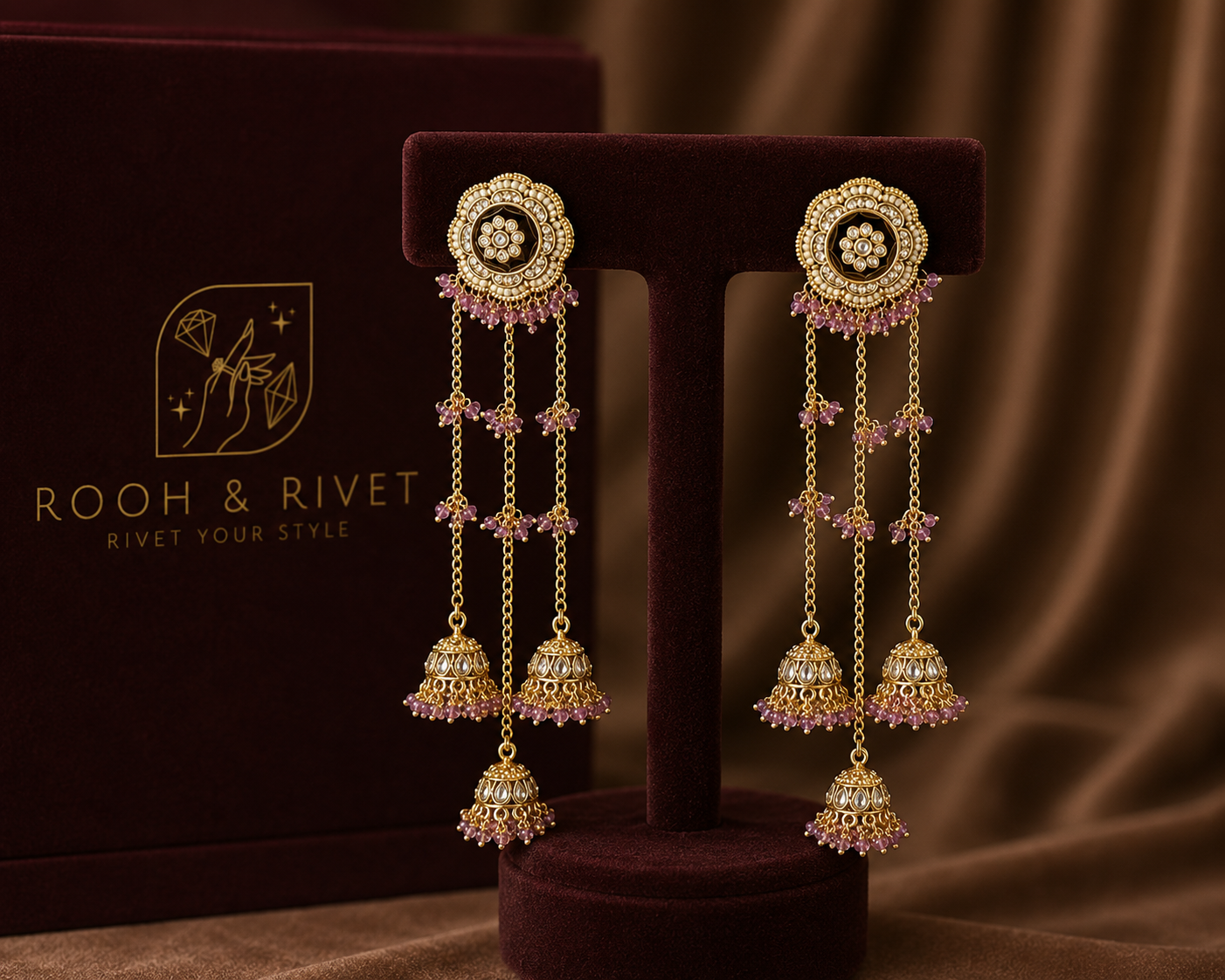 Amethyst Tassel Jhumka Earrings — image 1