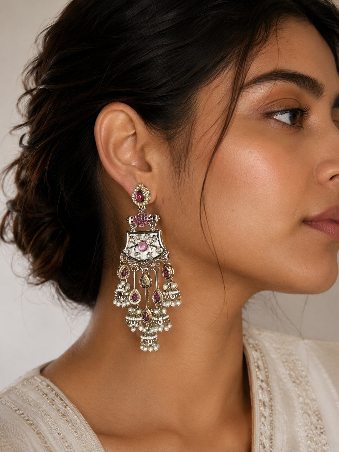 Meher Ruby Jhumka Earrings thumbnail 2