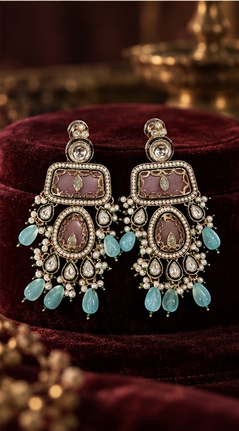 Saira blush & aqua Earrings — image 1