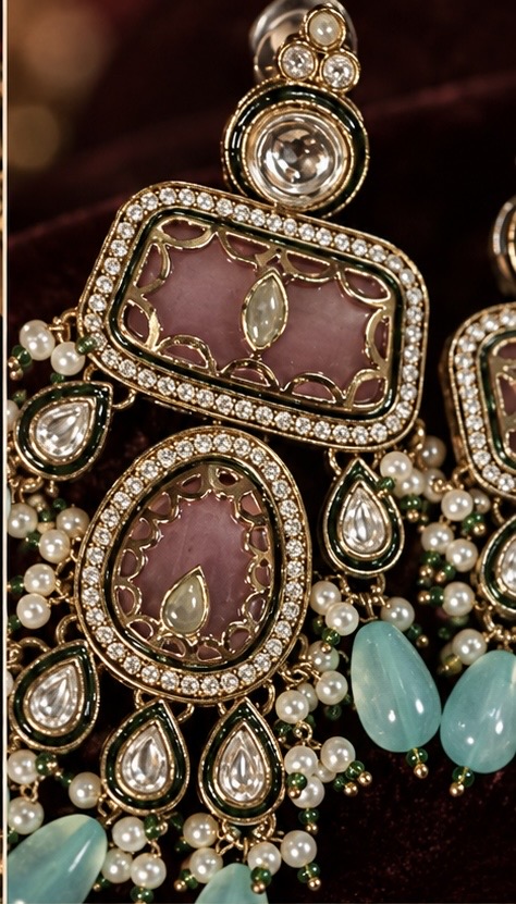 Saira blush & aqua Earrings thumbnail 2