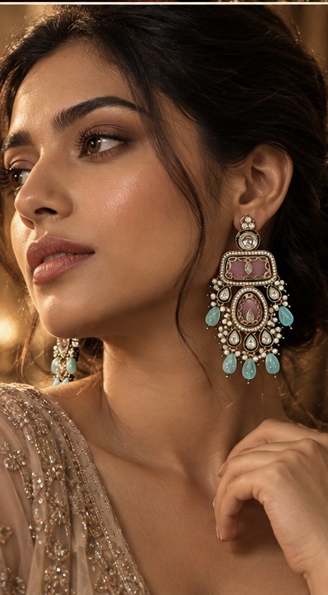 Saira blush & aqua Earrings thumbnail 3